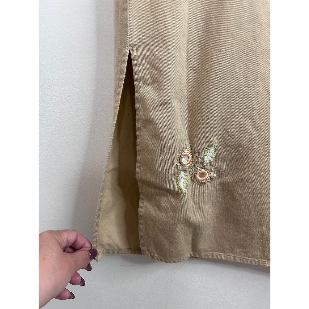VTG Asari Shirt Jumper Dress Sz M‎ Tan Cotton Embroidered Shisha Mirror Cottage - Picture 3 of 7